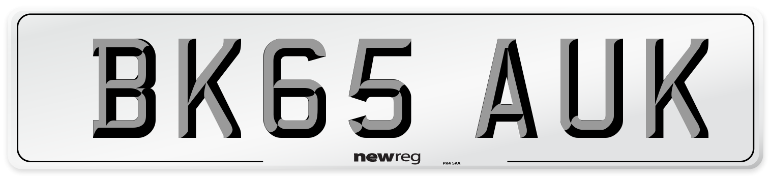 BK65 AUK Number Plate from New Reg